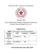 Lab Docx Ecen Electric Circuit Theory Summer Lab