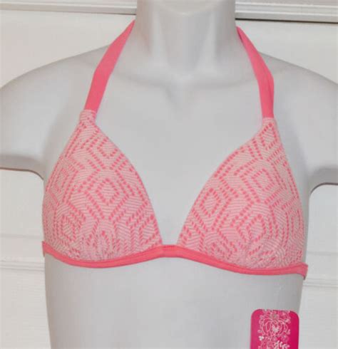 Hula Honey Crochet Push Up Halter Bikini Top Sz M Juniors K5 EBay