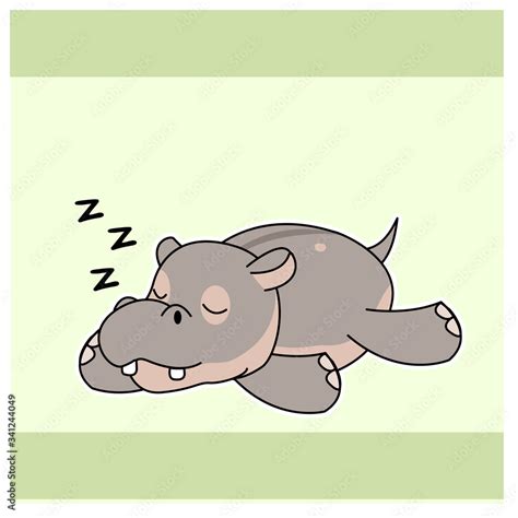 Cute hippopotamus is sleeping. sweet dream, snoring. Stock Vector | Adobe Stock