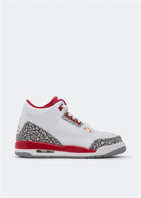 Nike Air Jordan 3 Retro Cardinal Red Sneakers For Boy White In Uae