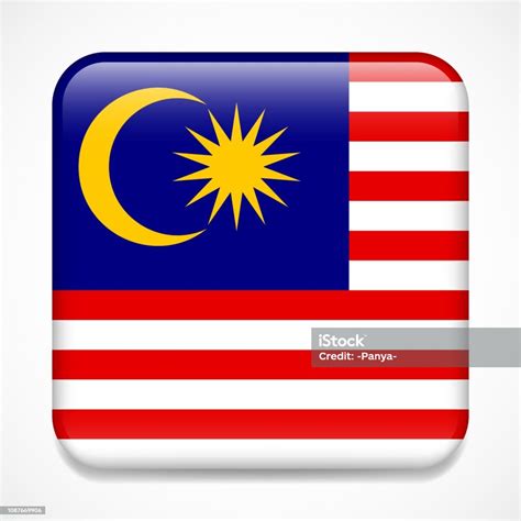 Flag Of Malaysia Square Glossy Badge Stock Illustration Download