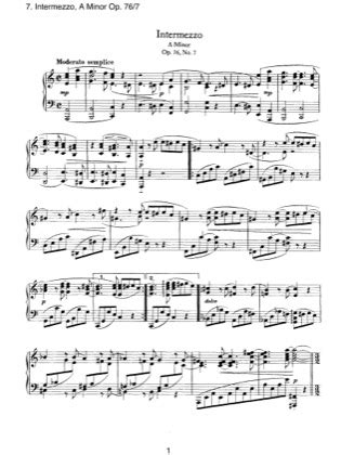 No Intermezzo A Minor Brahms Free Piano Sheet Music Pdf