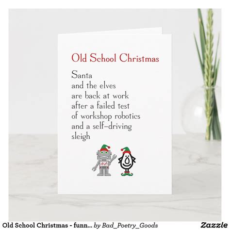 Old School Christmas Funny Merry Christmas Poem Holiday Card Zazzle