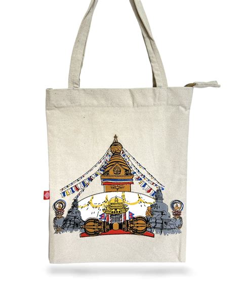 Cotton Swoyambhunath Tote Bag - Handicrafts In Nepal