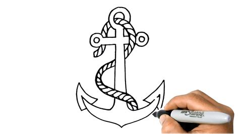 How To Draw An Anchor Easy Step By Step Youtube