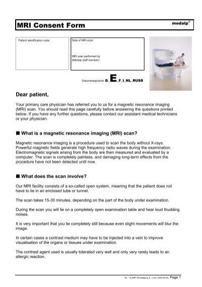 Mri Consent Form Medalp