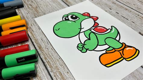 Dibujo De Yoshi Super Mario Con Rotuladores Posca Youtube