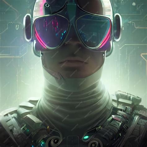Premium Photo | Portrait of a futuristic man with glasses hightech man