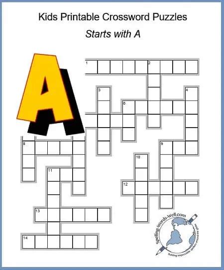 Printable Crossword Puzzle For 2nd Grade Back To School Crossword