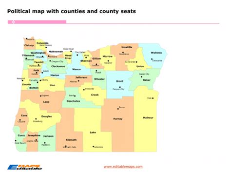 Oregon County Map Editable PowerPoint Maps