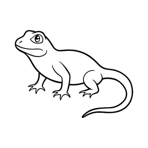 Lizard Crouching Line Art Premium Ai Generated Vector