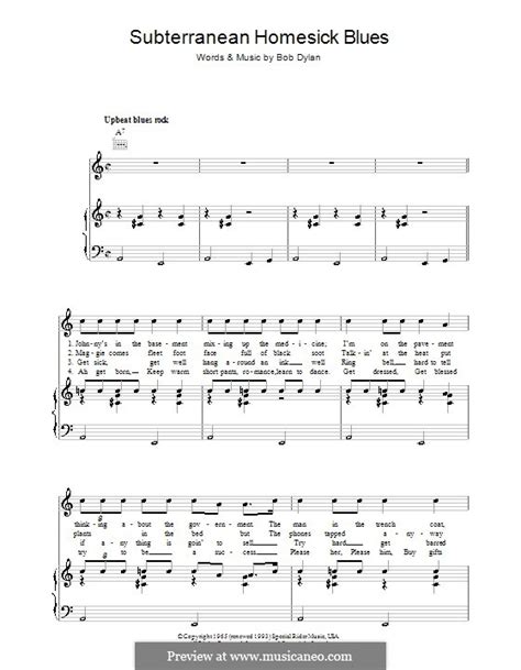 Subterranean Homesick Blues by B. Dylan - sheet music on MusicaNeo