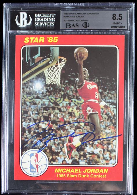 Lot Detail Michael Jordan Signed 1985 Star Slam Dunk Supers 5x7 Jumbo