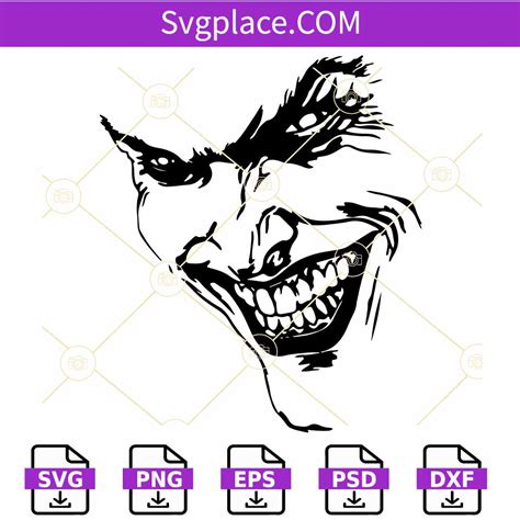 Joker Face SVG, Joker Face Clipart SVG, Villain SVG, Funny Joker Face SVG