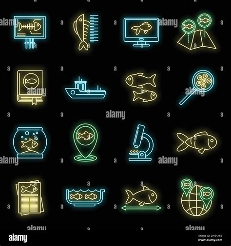 Ichthyology Fish Icons Set Outline Set Of Ichthyology Fish Vector