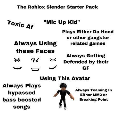 The Roblox Slender Starter Pack Rstarterpacks Starter Packs Know Your Meme