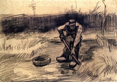 Peasant Lifting Potatoes Vincent Van Gogh Wikiart Org