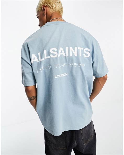 Allsaints Underground Oversized T Shirt In Blue For Men Lyst Uk