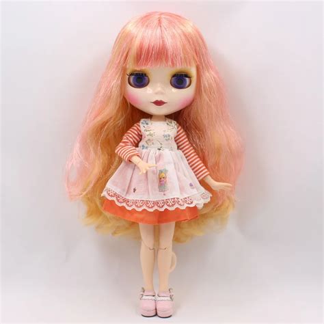 Free Shipping Factory Blyth Doll Blonde Mix Pink Hair With Bangs