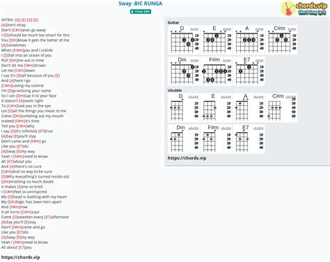 Chord: Sway -BIC RUNGA - tab, song lyric, sheet, guitar, ukulele | chords.vip