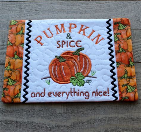 Pumpkin Spice Mug Rug 5x7 Products SWAK Embroidery