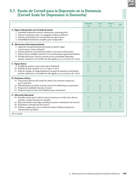 Escala De Cornell Para La Depresión En La Demenciapdf Depresión Estado De ánimo Estado De