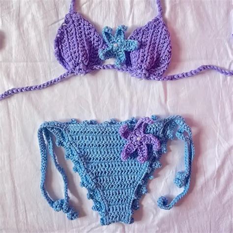 Bikini Ariel con estrellas de mar para niña Bikinis Mary Crochet El Yerro Menú