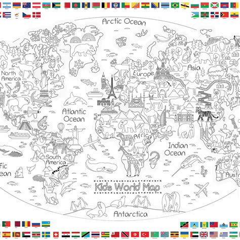 Kids World Map - (35x52") Giant Coloring Poster for Children