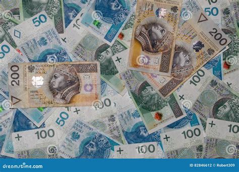 Top View Of Polish 50 100 And 200 Banknotes Polish Zloty 50PLN