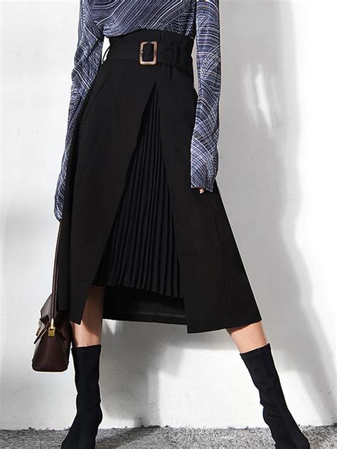 irregular package belted midi skirt commense