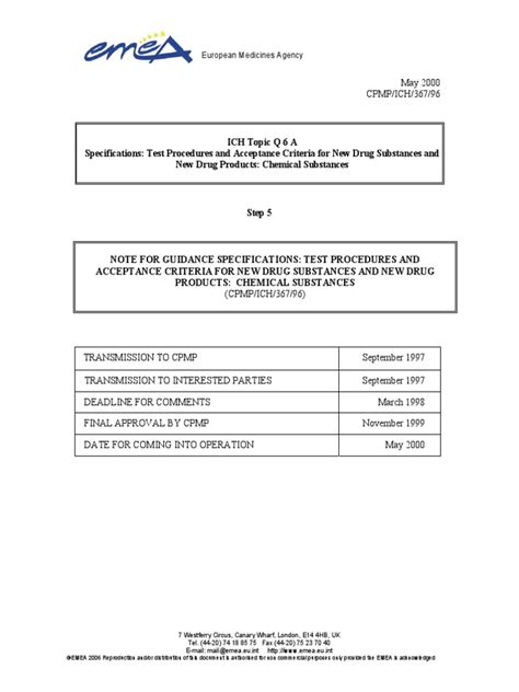 Ich Q 6 Test Procedures Acceptance Criteria New Drug Substances New Drug Products Chemical en | PDF