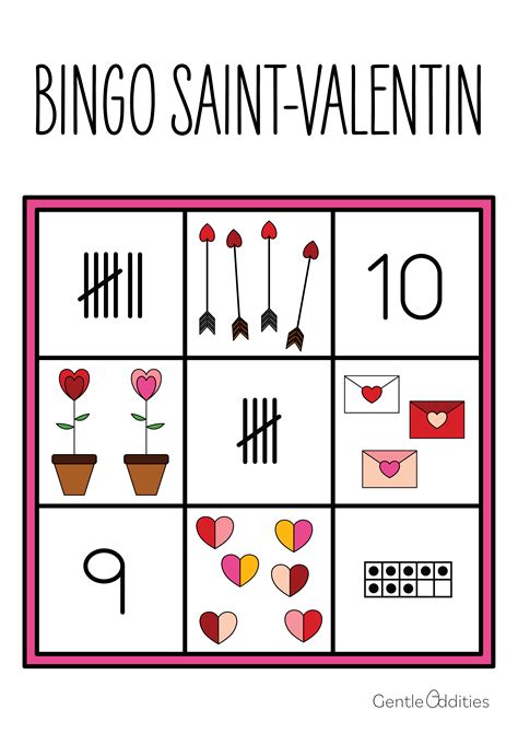 Jeu Bingo Saint Valentin Compter