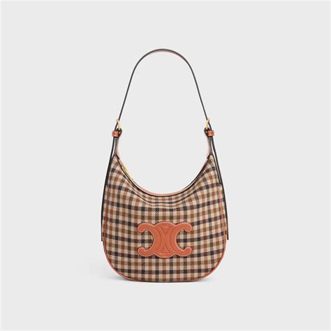 SMALL HELOÏSE BAG CUIR TRIOMPHE IN TARTAN TEXTILE AND CALFSKIN