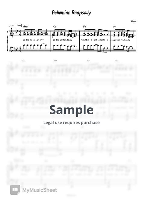 Queen Bohemian Rhapsody Piano Solo Sheets By Meowscore