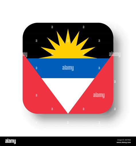 Antigua And Barbuda Flag Flat Vector Square With Rounded Corners And