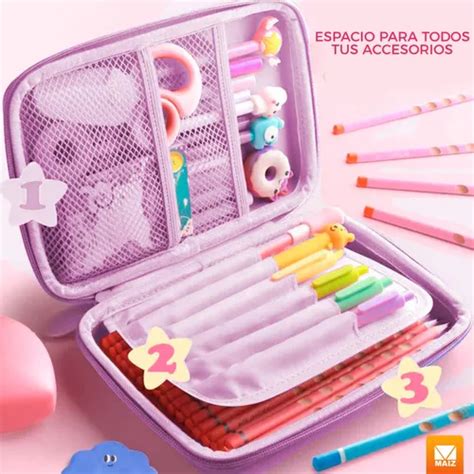 Estuche Lapicera Organizador Impermeable Escolar Unicornio Meses Sin