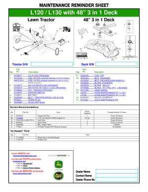 Fillable Online MAINTENANCE REMINDER SHEET L120 L130 With 48 3 In 1