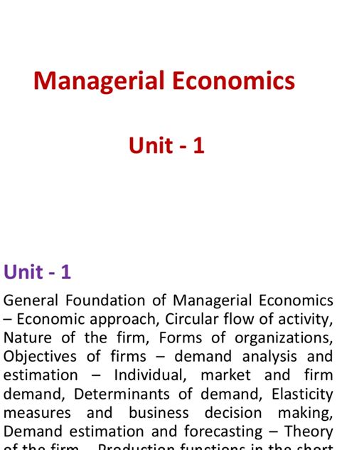 Managerial Economics Unit 1 1 Pdf Supply And Demand Elasticity