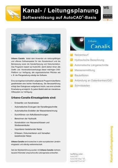 Kanal Wasser GIS Softwarelösungen auf AutoCAD Basis