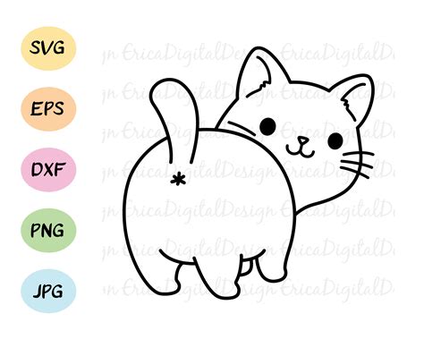 Cat Butt Svg Cut File Funny Cat Outline Cutting File Cute Etsy