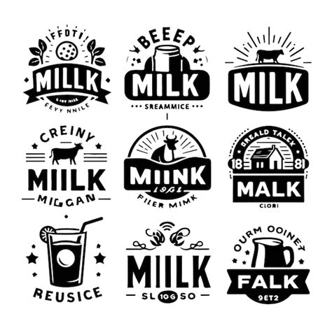 Set Of Milk Logos Labels Badges Emblems With Splashes Isolated On