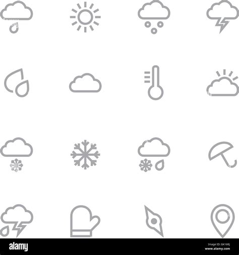 Set Outline Weather Icons For Web And Mobile Applications Stock Vector