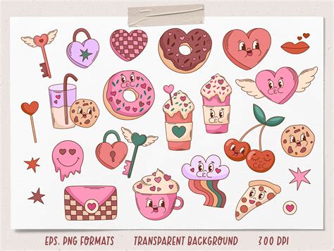 Retro Valentines Day Clipart Groovy Valentines Png By Artfm