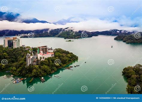 sun moon lake  nantou taiwan aerial view sun moon lake stock photo
