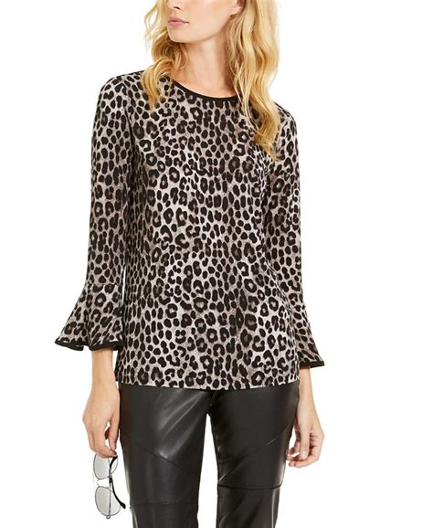 Michael Kors Leopard Print Flare Sleeve Top Macys