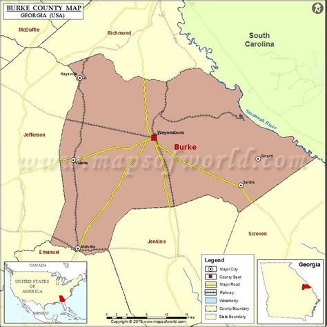 Burke County Map, Map of Burke County Georgia | County map, Burke ...