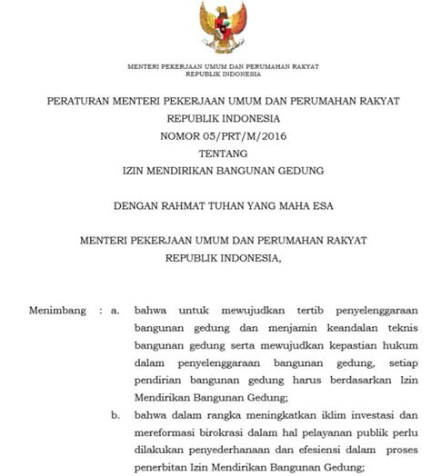 Peraturan Menteri Pekerjaan Umum Dan Perumahan Rakyat Nomor Prt M