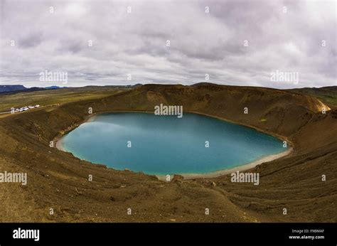 Volcano crater Viti with lake inside at Krafla volcanic area Stock ...