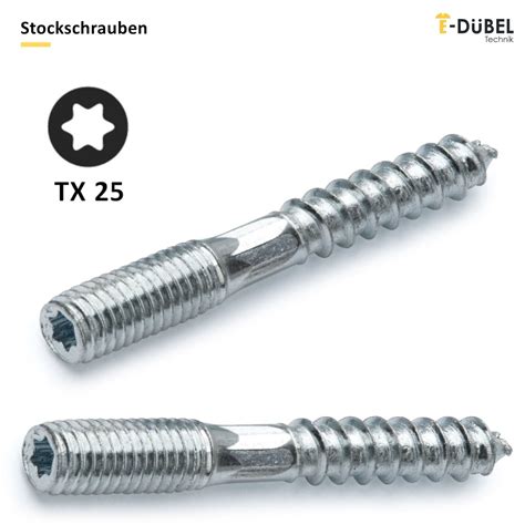 Stockschrauben Mit Torx Stahl Verzinkt Stockschraube M M Diverse