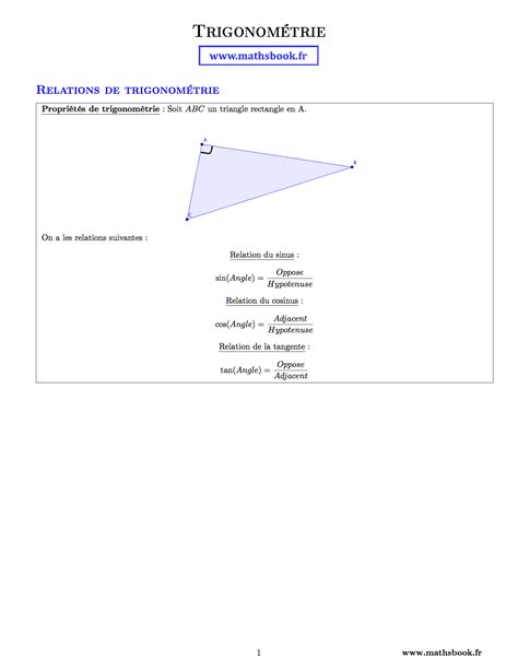 Trigonométrie Fiches de révision Maths 3ème